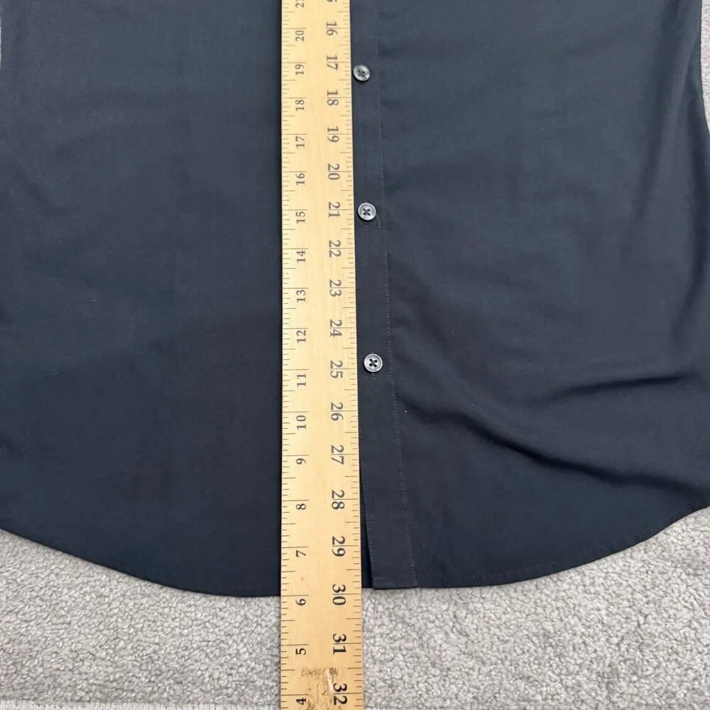 H&M Slim Fit Easy Iron Dress Shirt Mens Medium Black Long Sleeve Classic Work